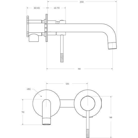 Смеситель для раковины настенный Cezares RELAX-BLI2-1-01-W0 (со скрытой частью), Цвет производителя: хром - фото 4