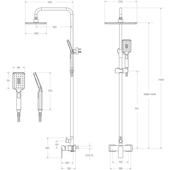 Душевая стойка Cezares SLIDER-CD-NOP, чёрный матовый, Цвет производителя: чёрный матовый - фото 7