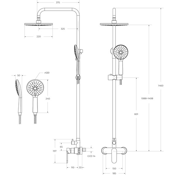 Душевая стойка Cezares STYLUS-CD-BORO, брашированное золото, Цвет производителя: брашированное золото - фото 6