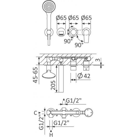 Смеситель для ванны Cezares NAUTIC-VDM3-01 (со скрытой частью), Цвет производителя: хром - фото 2