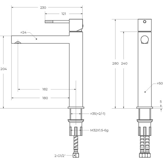 Смеситель для раковины высокий Cezares RELAX-LC2-GM-W0, оружейная сталь, Цвет производителя: оружейная сталь - фото 3