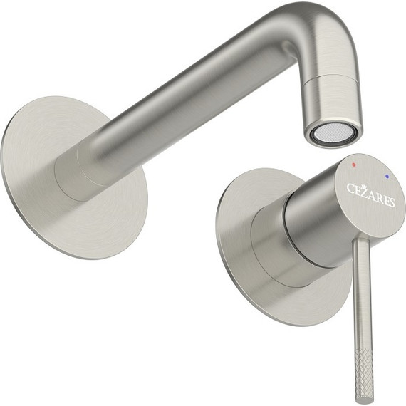 Смеситель для раковины настенный Cezares RELAX-BLI2-1-IN-W0 (со скрытой частью) сатин, Цвет производителя: сатин - фото 3