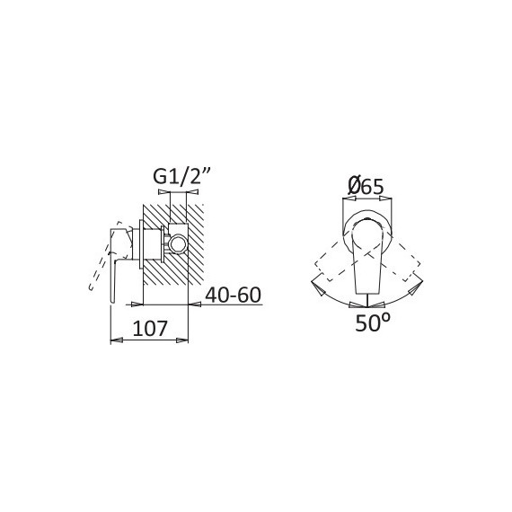 Смеситель для душа Cezares NAUTIC-DIM-BIO (со скрытой частью) белый матовый, Цвет производителя: белый матовый - фото 2