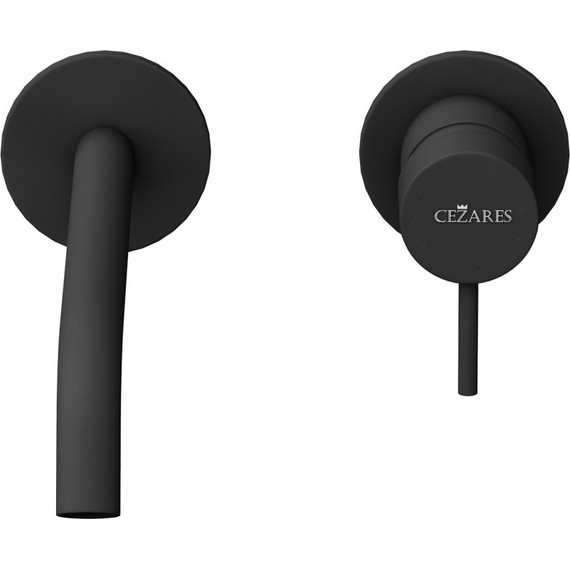 Смеситель для раковины настенный Cezares LEAF-BLI2-20-L-NOP (со скрытой частью) чёрный матовый - фото 3