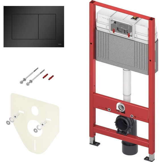 Инсталляция с подвесным унитазом комплект: TECEbase 2.0 9400414 с подвесным безободковым унитазом BelBagno Colorato BB062CHR-MB сиденье микролифт, крепление, кнопка смыва чёрная матовая - фото 2