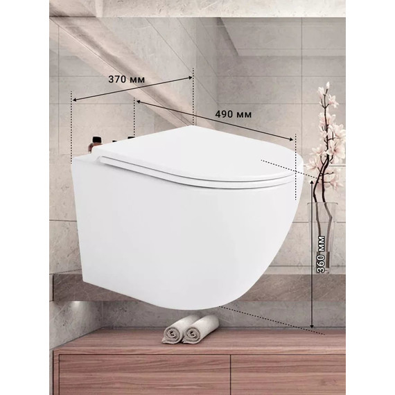 Инсталляция с подвесным унитазом комплект: TECEbase 2.0 9400413 с подвесным безободковым унитазом Sintesi Evi SIN-TS-EVI-152 сиденье микролифт, крепление, кнопка смыва белая (система смыва Торнадо) - фото 12