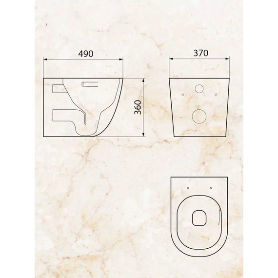 Инсталляция с подвесным унитазом комплект: TECEbase 2.0 9400414 с подвесным безободковым унитазом Sintesi Evi SIN-TS-EVI-152 сиденье микролифт, крепление, кнопка смыва чёрная матовая (система смыва Торнадо) - фото 13