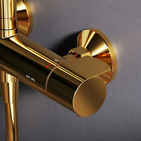 Душевая стойка с термостатом Am.Pm X-Joy F0785A499, золото, Цвет производителя: золото - фото 4