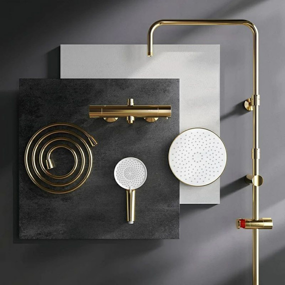 Душевая стойка с термостатом Am.Pm X-Joy F0785A499, золото, Цвет производителя: золото - фото 5