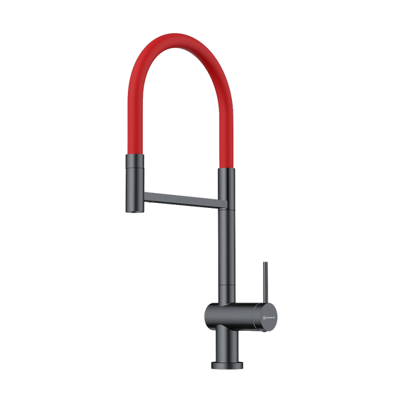 Смеситель для кухни Omoikiri Kanto-2 Plus-SB GM-R 4994460, вороненая сталь/красный - фото 