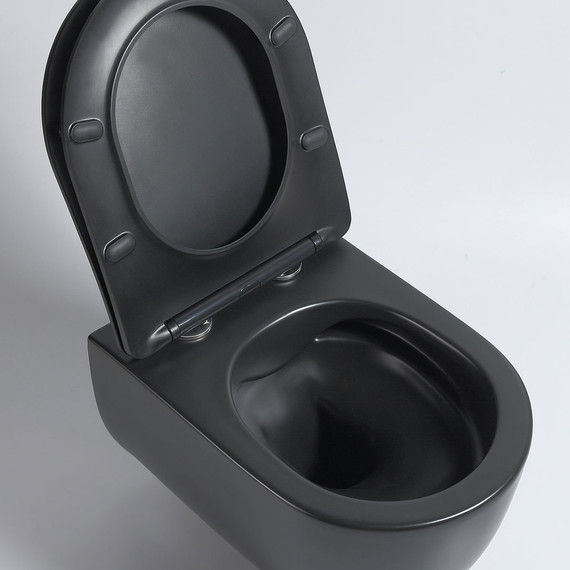 Унитаз подвесной безободковый Vincea Evo VT1-34SMB с крышкой микролифт, черный матовый, Цвет производителя: чёрный матовый - фото 3