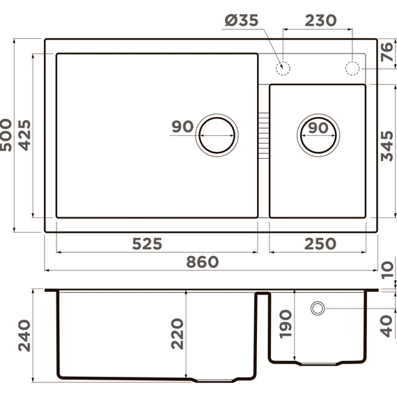 Кухонная мойка Omoikiri Tedori 86-2-LB-ES 4997242, espresso, Цвет производителя: espresso - фото 4