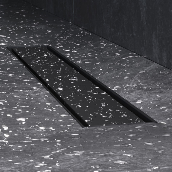 Душевой трап (лоток) 50 AM.PM MasterFlow W01SC-U11-050-04BM комбинированный затвор с черной матовой решеткой под плитку, Цвет производителя: чёрный, Размер трапа: 500 - фото 