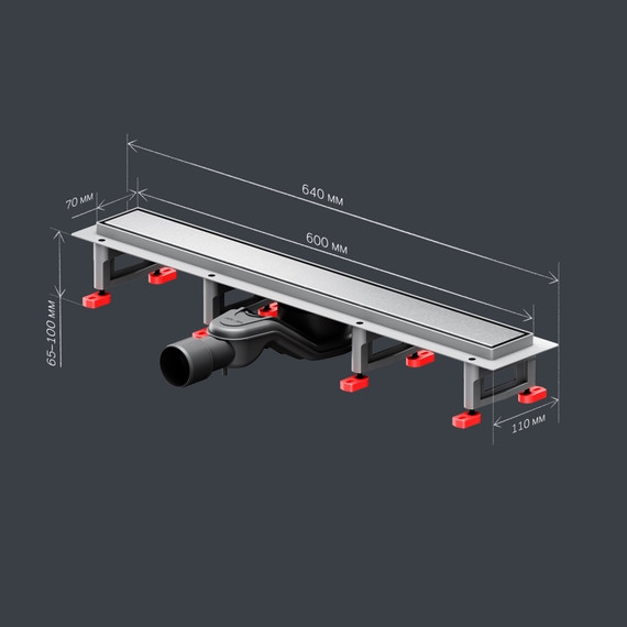 Душевой трап (лоток) 60 AM.PM MasterFlow W01SC-U11-060-04SB комбинированный затвор со стальной матовой решеткой под плитку, Цвет производителя: хром, Размер трапа: 600 - фото 10