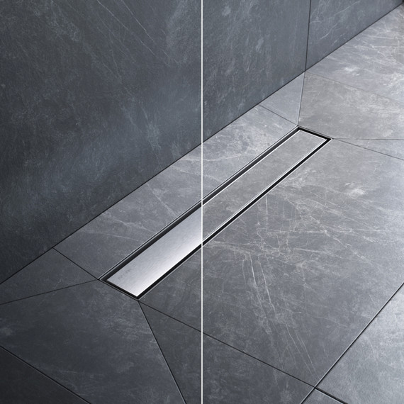 Душевой трап (лоток) 50 AM.PM MasterFlow W01SC-U11-050-04SB комбинированный затвор со стальной матовой решеткой под плитку, Цвет производителя: хром, Размер трапа: 500 - фото 3