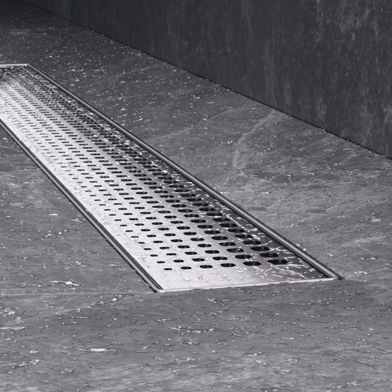 Душевой трап (лоток) 70 AM.PM MasterFlow W01SC-P11-070-01SB комбинированный затвор со стальной матовой решеткой, Цвет производителя: хром, Размер трапа: 700 - фото 