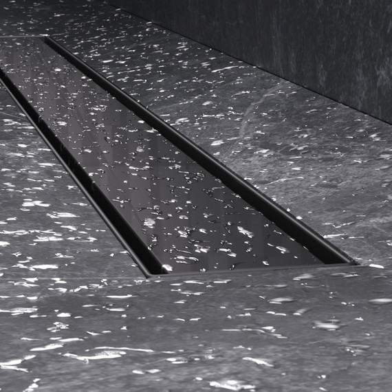 Душевой трап (лоток) 80 AM.PM MasterFlow W01SC-U11-080-04BM комбинированный затвор с черной матовой решеткой под плитку, Цвет производителя: чёрный, Размер трапа: 800 - фото 