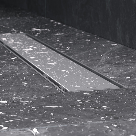 Душевой трап (лоток) 50 AM.PM PrimeFlow W02SC-U11-050-04SB комбинированный затвор со стальной матовой решеткой под плитку, Цвет производителя: хром, Размер трапа: 500 - фото 