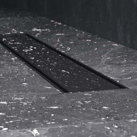 Душевой трап (лоток) 50 AM.PM PrimeFlow W02SC-U11-050-04BM комбинированный затвор с черной матовой решеткой под плитку - фото 