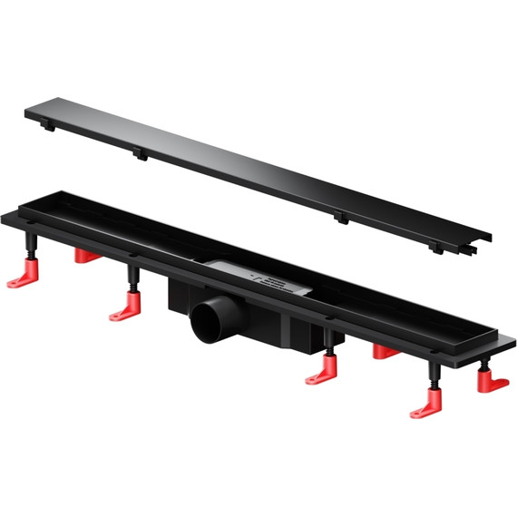 Душевой трап (лоток) 70 AM.PM PrimeFlow W02SC-U11-070-04BM комбинированный затвор с черной матовой решеткой под плитку - фото 11