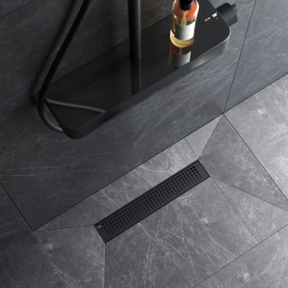 Душевой трап (лоток) 40 AM.PM MasterFlow W01SC-P11-040-01BM комбинированный затвор с черной матовой решеткой, Цвет производителя: чёрный, Размер трапа: 400 - фото 4