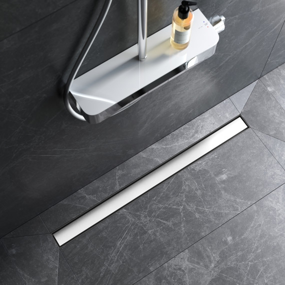 Душевой трап (лоток) 90 AM.PM MasterFlow W01SC-U11-090-04SB комбинированный затвор со стальной матовой решеткой под плитку, Цвет производителя: хром, Размер трапа: 900 - фото 4