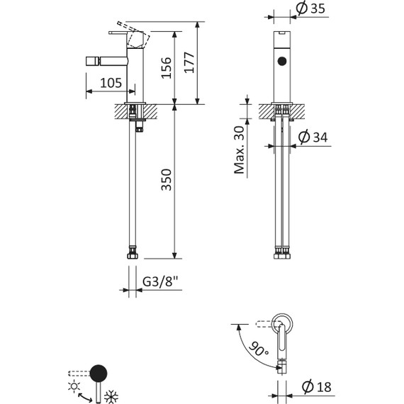 Смеситель для биде Cezares LEAF-BSM-SS, sunset, Цвет производителя: sunset - фото 6