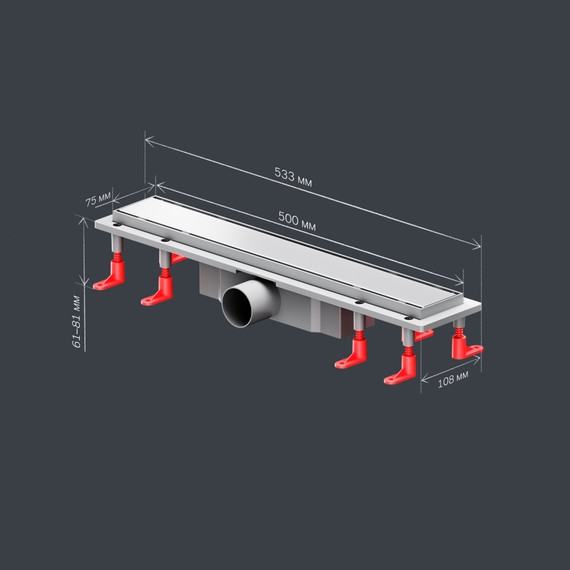 Душевой трап (лоток) 50 AM.PM PrimeFlow W02SC-U11-050-04SB комбинированный затвор со стальной матовой решеткой под плитку, Цвет производителя: хром, Размер трапа: 500 - фото 10