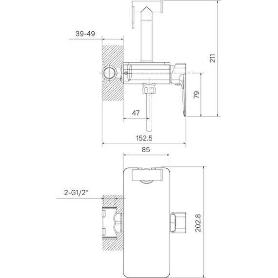 Набор для гигиенического душа Iddis Axes AXEBLSHi08, чёрный - фото 4