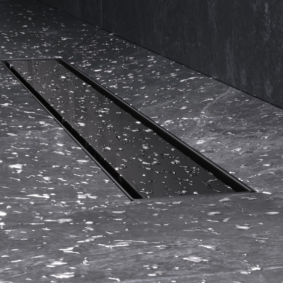 Душевой трап (лоток) 60 AM.PM MasterFlow W01SC-U11-060-04BM комбинированный затвор с черной матовой решеткой под плитку - фото 