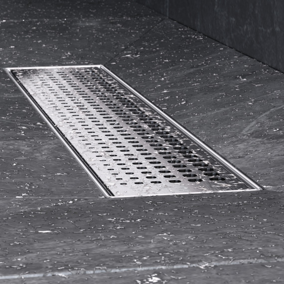 Душевой трап (лоток) 40 AM.PM MasterFlow W01SC-P11-040-01SB комбинированный затвор со стальной матовой решеткой, Цвет производителя: хром, Размер трапа: 400 - фото 