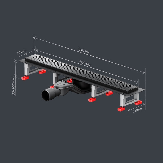 Душевой трап (лоток) 60 AM.PM MasterFlow W01SC-P11-060-01BM комбинированный затвор с черной матовой решеткой, Цвет производителя: чёрный, Размер трапа: 600 - фото 10