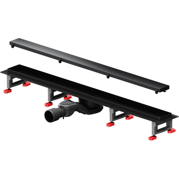 Душевой трап (лоток) 80 AM.PM MasterFlow W01SC-U11-080-04BM комбинированный затвор с черной матовой решеткой под плитку, Цвет производителя: чёрный, Размер трапа: 800 - фото 11