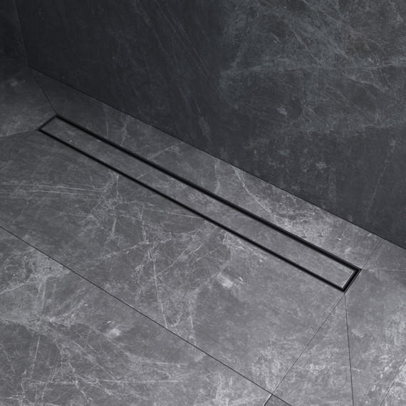 Душевой трап (лоток) 80 AM.PM MasterFlow W01SC-U11-080-04BM комбинированный затвор с черной матовой решеткой под плитку, Цвет производителя: чёрный, Размер трапа: 800 - фото 5