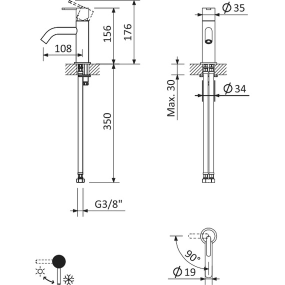 Смеситель для раковины Cezares LEAF-LSM2-L-SR, sunrise, Цвет производителя: Sunrise - фото 2