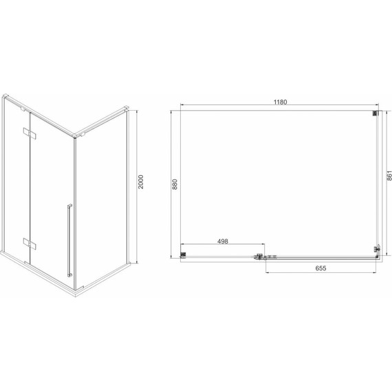 Душевое ограждение Mirsant Vog 120x90 см, серый/прозрачное - фото 3