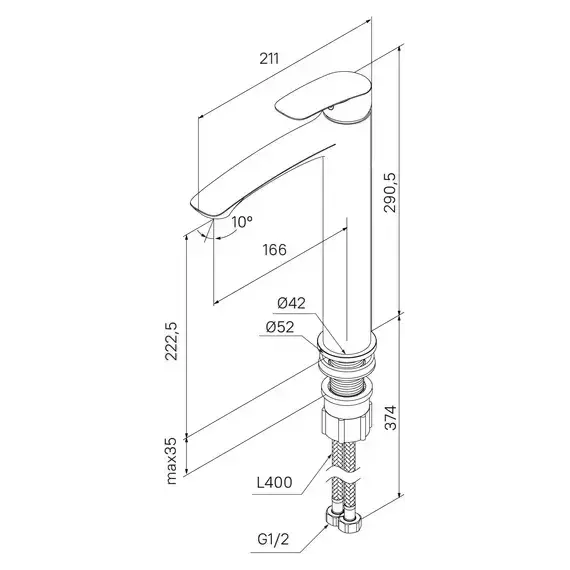 Смеситель для раковины высокий Milardo Rora RORWT01M01 - фото 8