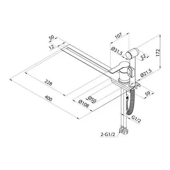 Набор для гигиенического душа Milardo Tidy 001BL00M08 устанавливаемый на унитаз, чёрный матовый - фото 10