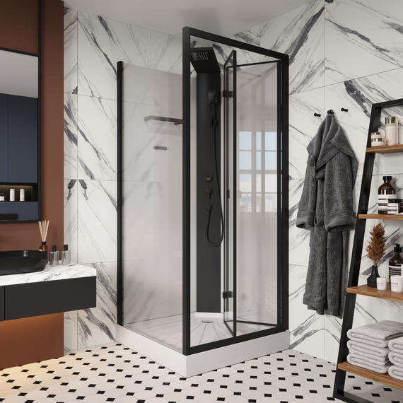 Душевая кабина CeruttiSpa 90х90 см BELLA90B, чёрный/прозрачное - фото 3