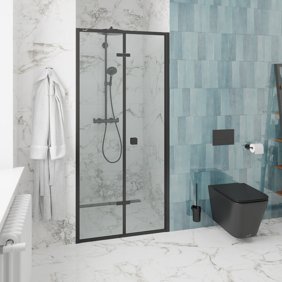 Душевая дверь CeruttiSpa 80 см BELLA D81B, чёрный/прозрачное - фото 