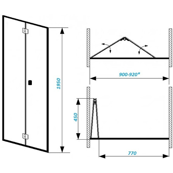 Душевая дверь CeruttiSpa 80 см BELLA D81B, чёрный/прозрачное - фото 7