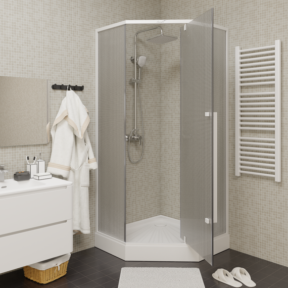 Душевое ограждение CeruttiSpa 90х90 см C3AWD, белый/матовое - фото 4
