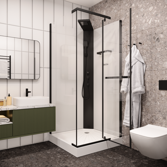 Душевая кабина CeruttiSpa 90х90 см MiMi90B, чёрный/прозрачное - фото 2