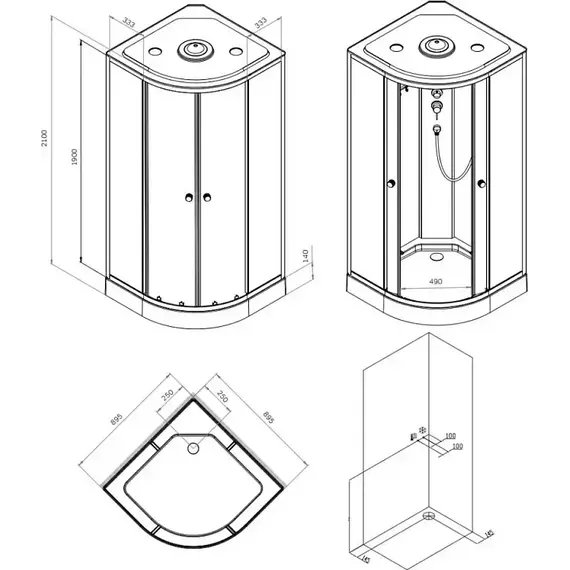 Душевая кабина Am.Pm X-Joy 90х90 см W94C-401-090MT, серебристый/прозрачное - фото 7