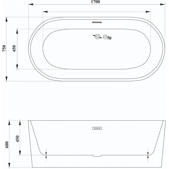 Ванна отдельностоящая CeruttiSpa 170x75 см SKYE170 CT10513 - фото 4