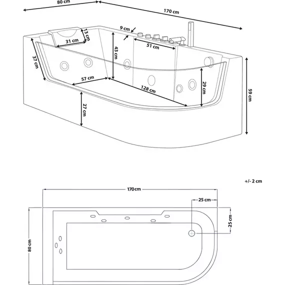 Ванна гидромассажная CeruttiSpa C-403A L 170х80 см - фото 5