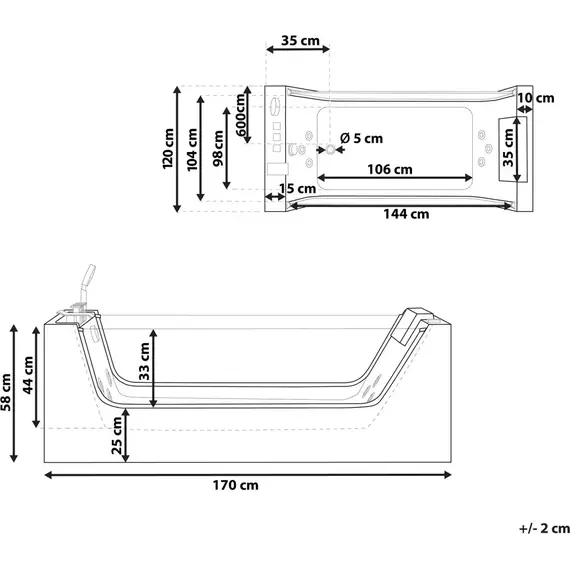 Ванна гидромассажная CeruttiSpa C-454A 170х120 см - фото 17