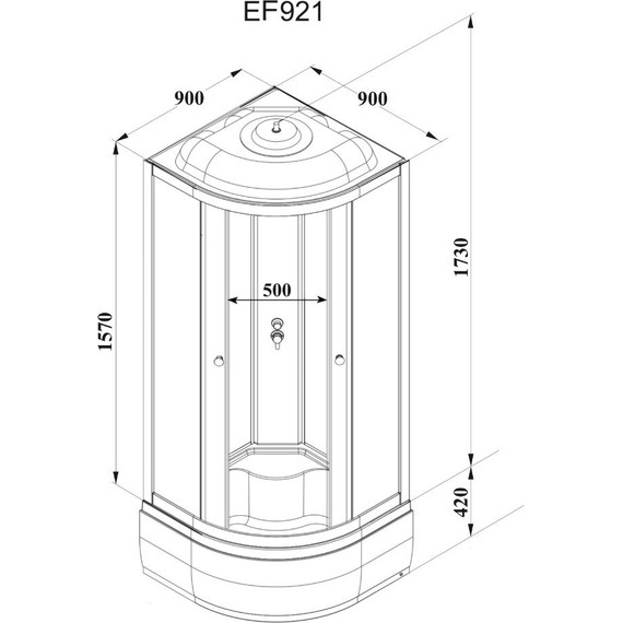 Душевая кабина Parly Effect 90х90 см EF921, белый/матовое - фото 4