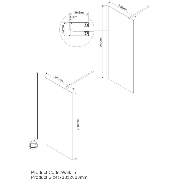 Душевая перегородка Vincea Walk in 70 см VSW-1H700CLB (стекло 8 мм) с кронштейном в комплекте, чёрный/прозрачное - фото 3