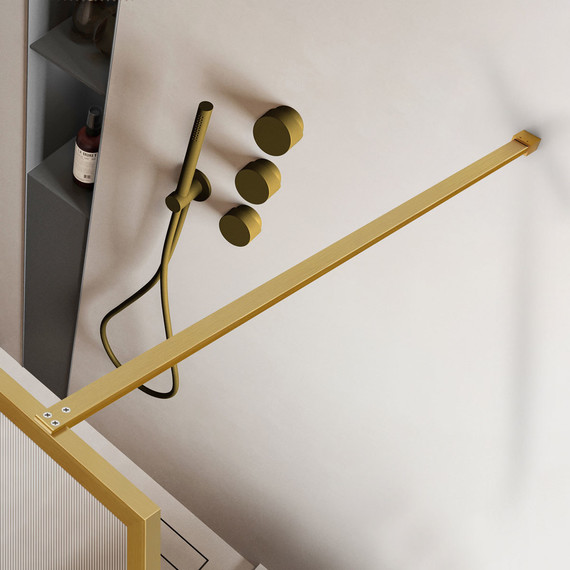 Душевая перегородка Vincea Walk in HP Art 80 см VSW-1HP800FLBG (стекло 8 мм) с кронштейном в комплекте, брашированное золото/матовое - фото 3